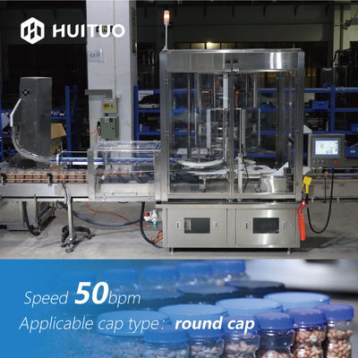 4 Head Servo Rotary Capping Machine 50bpm For Nuts And Peanuts